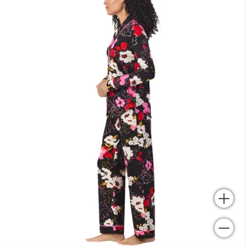 NWT‎ Room Service Women's Shawl Collar Pajama Set Black XXL